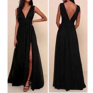 NWT Lulus Heavenly Hues Black Maxi Dress‎ XL
